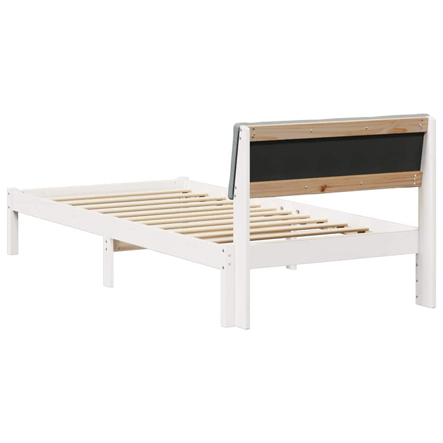 Bedframe Wit en lichtgrijs 100 x 200 cm Massief grenenhout