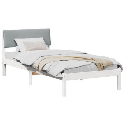 Bedframe Wit en lichtgrijs 100 x 200 cm Massief grenenhout