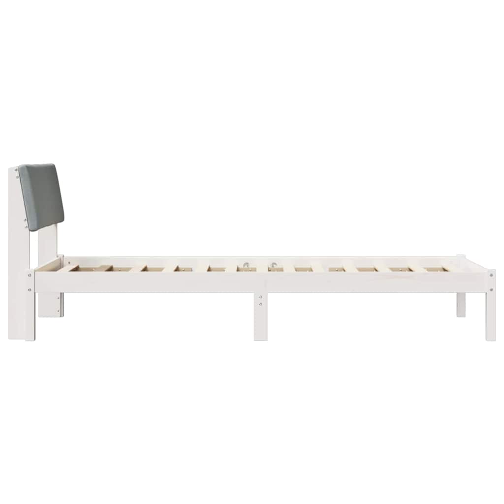 Bedframe Wit en lichtgrijs 100 x 200 cm Massief grenenhout