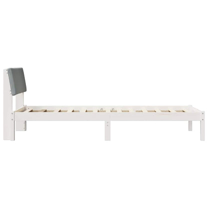 Bedframe Wit en lichtgrijs 100 x 200 cm Massief grenenhout