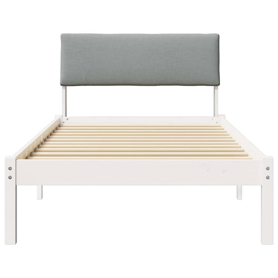 Bedframe Wit en lichtgrijs 90 x 200 cm Massief grenenhout