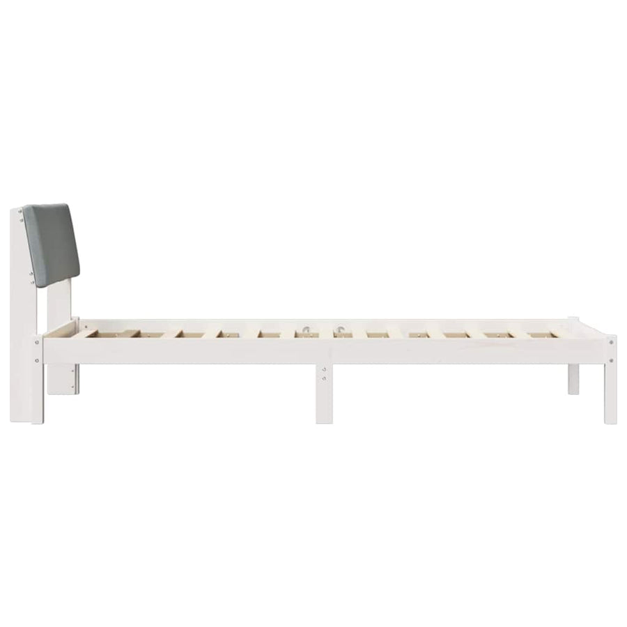 Bedframe Wit en lichtgrijs 90 x 200 cm Massief grenenhout