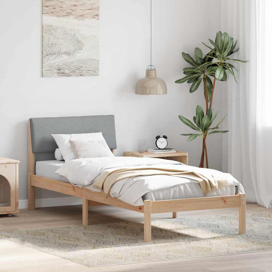 Bedframe Bruin en lichtgrijs 80 x 200 cm Massief grenenhout
