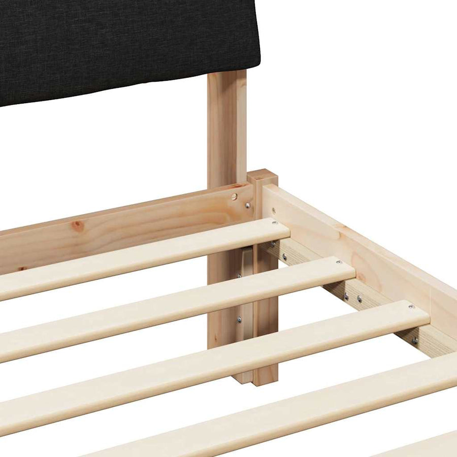 Bedframe Bruin en zwart 80 x 200 cm Massief grenenhout