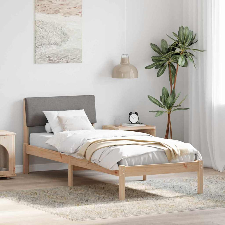 Bedframe Bruin en taupe 80 x 200 cm Massief grenenhout