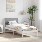 Bedframe 80x200 cm massief grenenhout wit lichtgrijs