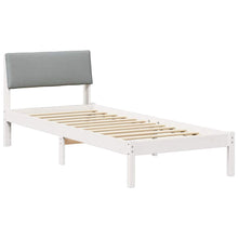 Bedframe Wit en lichtgrijs 80 x 200 cm Massief grenenhout