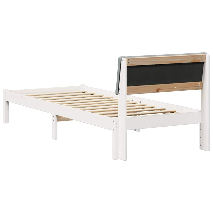 Bedframe Wit en lichtgrijs 80 x 200 cm Massief grenenhout