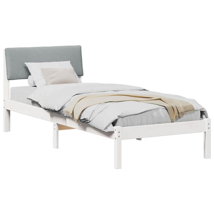 Bedframe Wit en lichtgrijs 80 x 200 cm Massief grenenhout