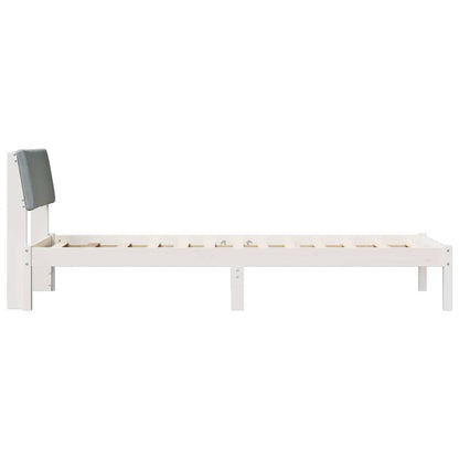 Bedframe Wit en lichtgrijs 80 x 200 cm Massief grenenhout