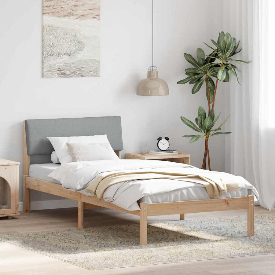 Bedframe Bruin en lichtgrijs 90 x 190 cm Massief grenenhout