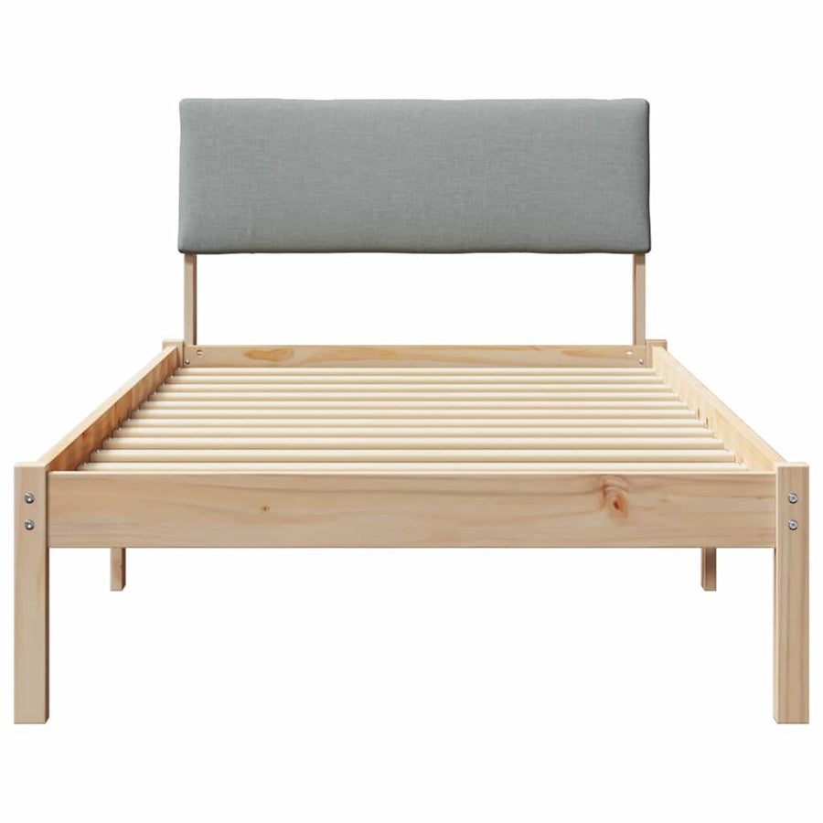 Bedframe Bruin en lichtgrijs 90 x 190 cm Massief grenenhout
