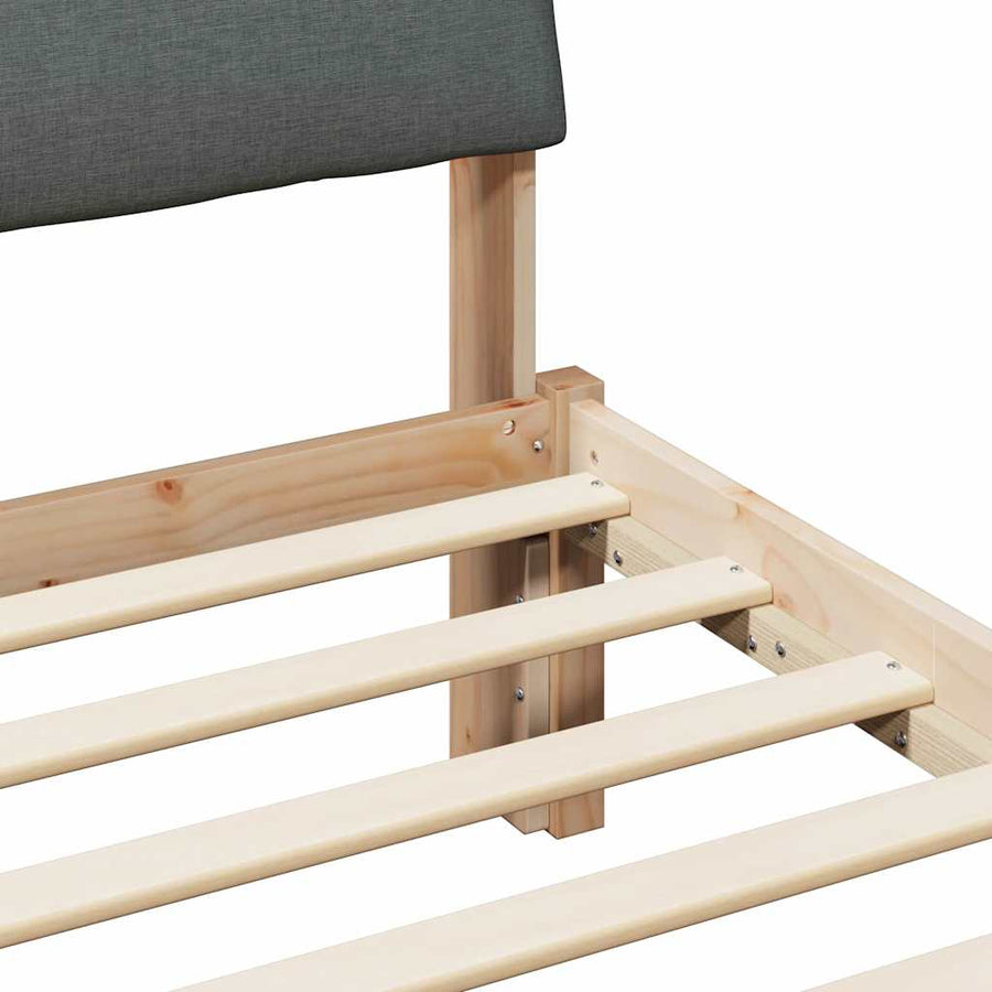 Bedframe Bruin en donkergrijs 90 x 190 cm Massief grenenhout