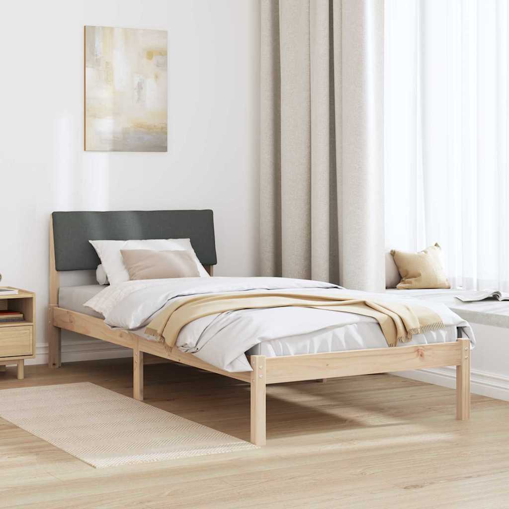 Bedframe Bruin en donkergrijs 90 x 190 cm Massief grenenhout