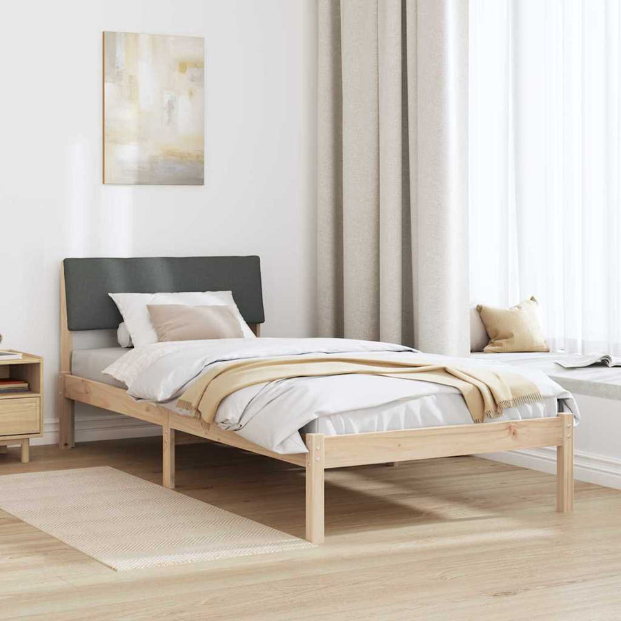 Bedframe Bruin en donkergrijs 90 x 190 cm Massief grenenhout