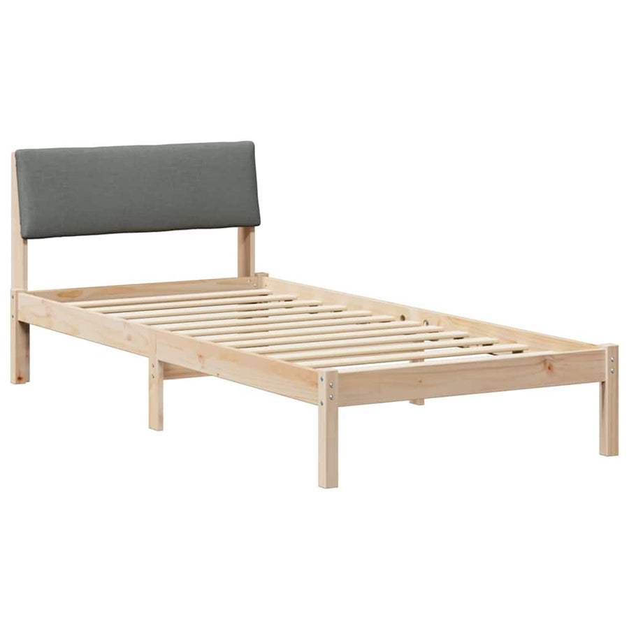 Bedframe Bruin en donkergrijs 90 x 190 cm Massief grenenhout