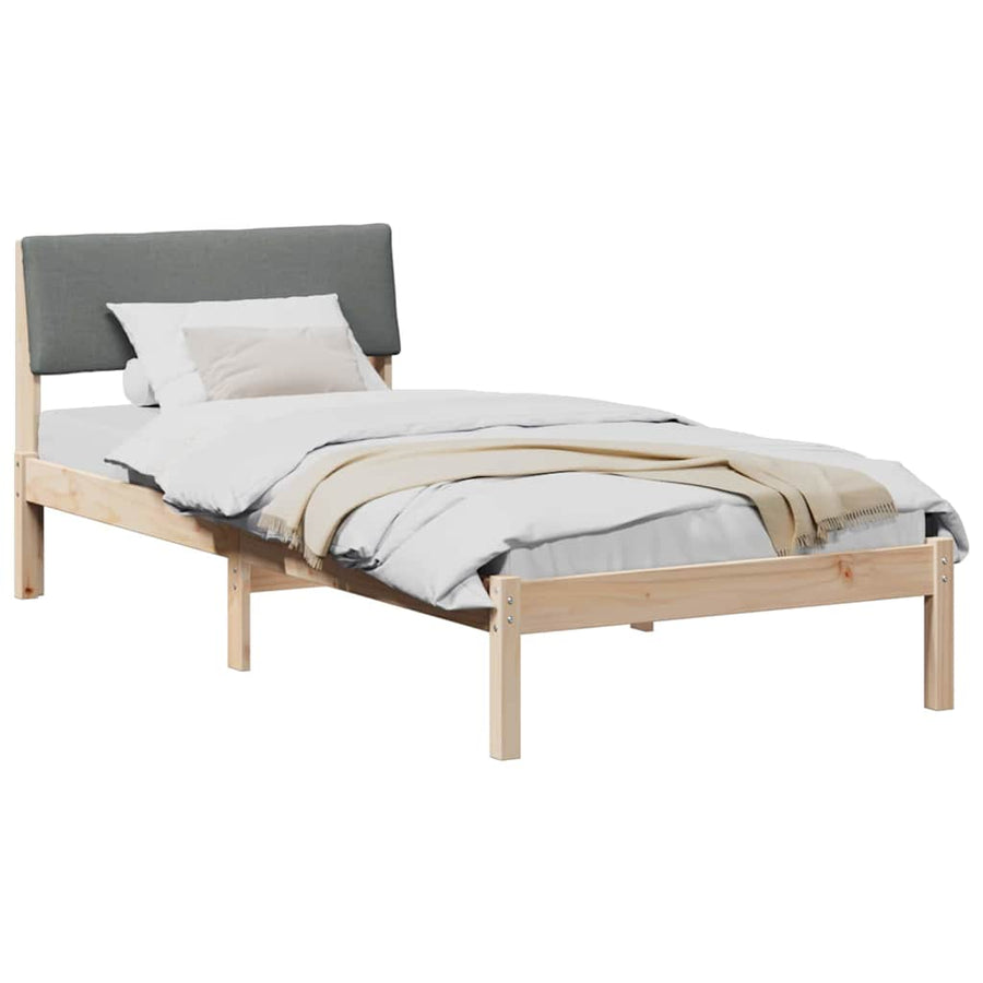 Bedframe Bruin en donkergrijs 90 x 190 cm Massief grenenhout