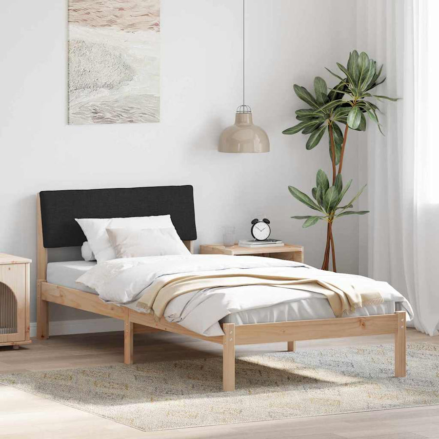 Bedframe Bruin en zwart 90 x 190 cm Massief grenenhout
