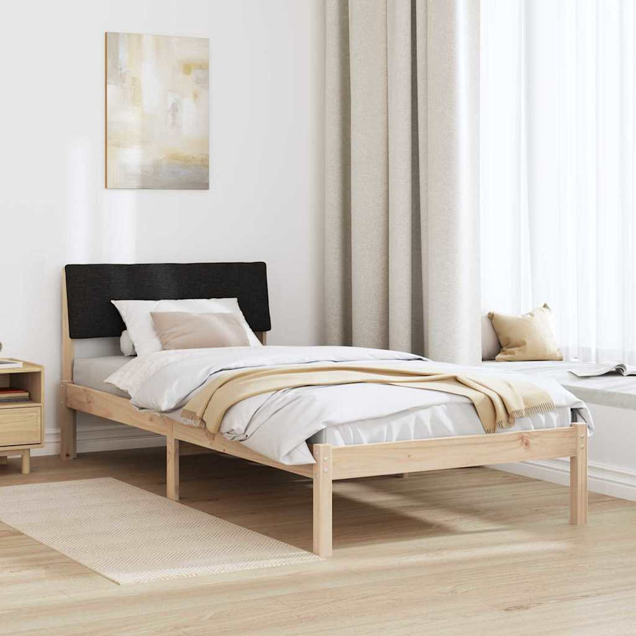 Bedframe Bruin en zwart 90 x 190 cm Massief grenenhout