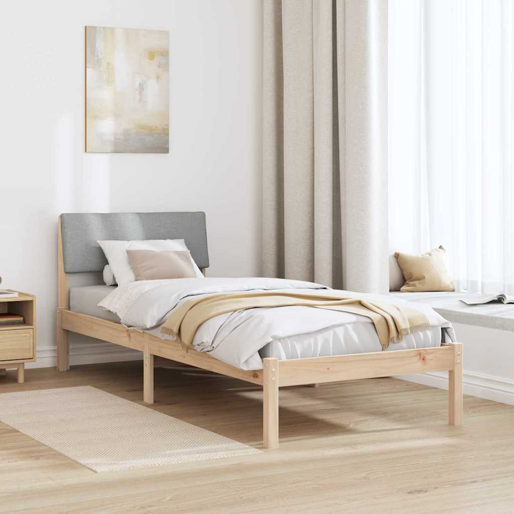 Bedframe Bruin en lichtgrijs 75 x 190 cm Massief grenenhout