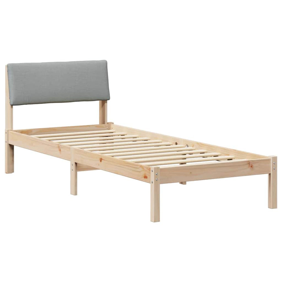 Bedframe Bruin en lichtgrijs 75 x 190 cm Massief grenenhout