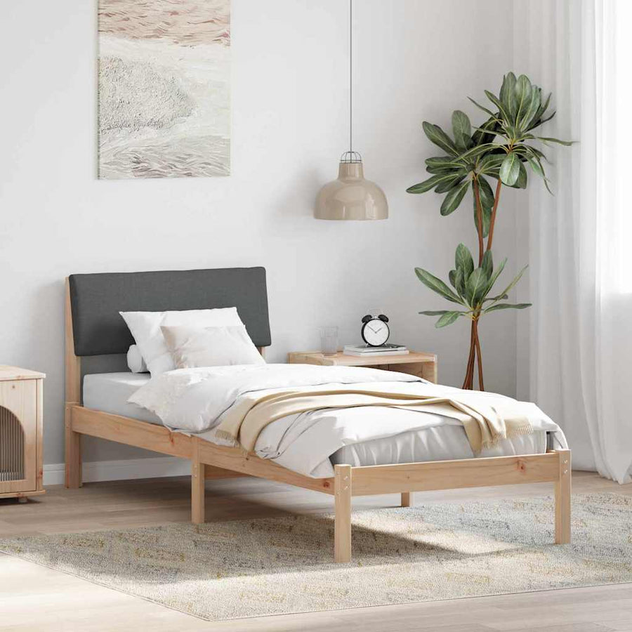 Bedframe Bruin en donkergrijs 75 x 190 cm Massief grenenhout