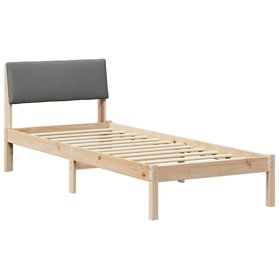 Bedframe Bruin en donkergrijs 75 x 190 cm Massief grenenhout