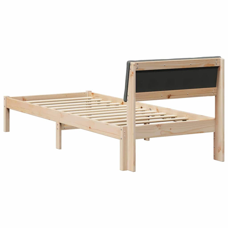 Bedframe Bruin en donkergrijs 75 x 190 cm Massief grenenhout