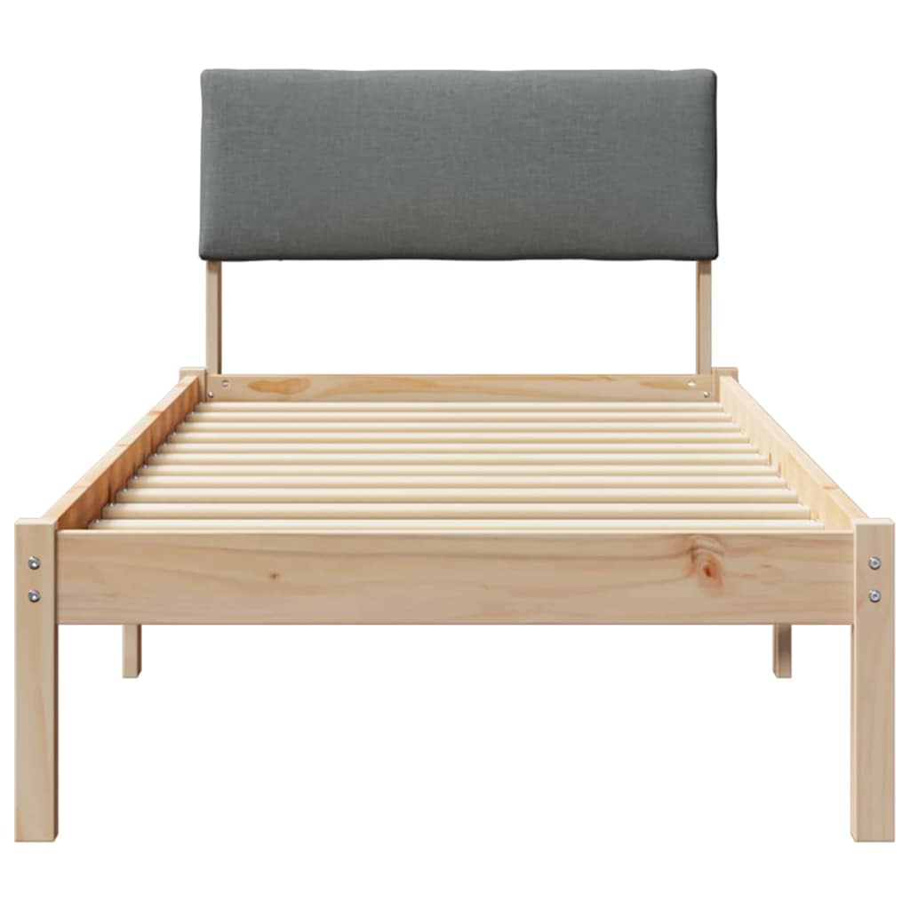 Bedframe Bruin en donkergrijs 75 x 190 cm Massief grenenhout