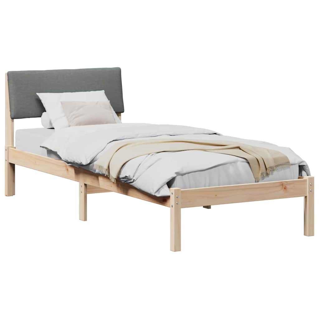 Bedframe Bruin en donkergrijs 75 x 190 cm Massief grenenhout