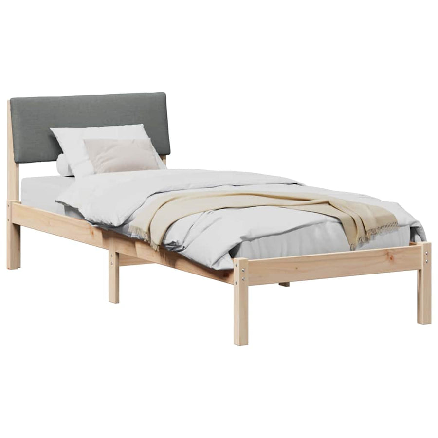 Bedframe Bruin en donkergrijs 75 x 190 cm Massief grenenhout