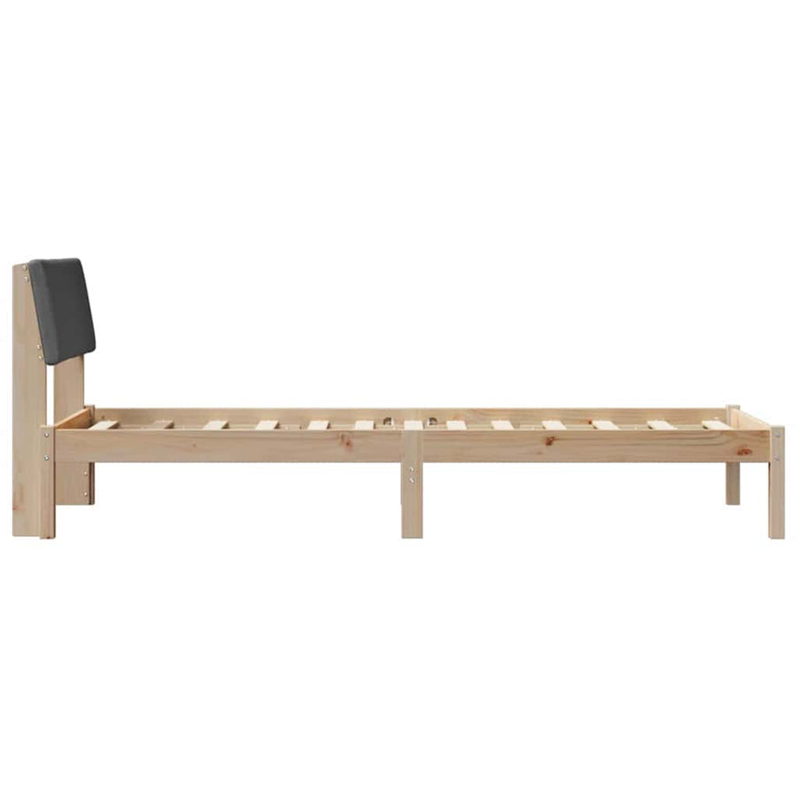 Bedframe Bruin en donkergrijs 75 x 190 cm Massief grenenhout
