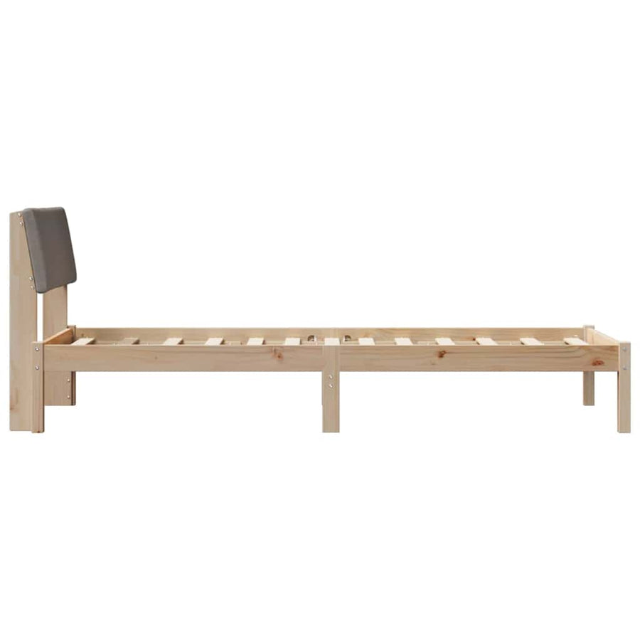 Bedframe Bruin en taupe 75 x 190 cm Massief grenenhout
