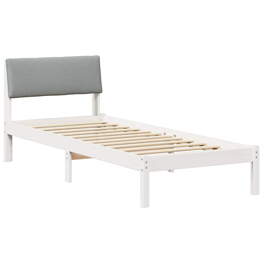Bedframe Wit en lichtgrijs 75 x 190 cm Massief grenenhout