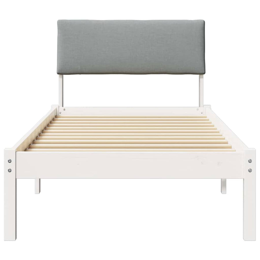 Bedframe Wit en lichtgrijs 75 x 190 cm Massief grenenhout