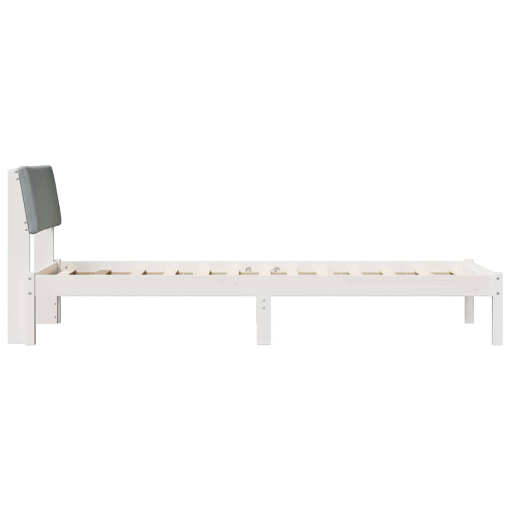 Bedframe Wit en lichtgrijs 75 x 190 cm Massief grenenhout
