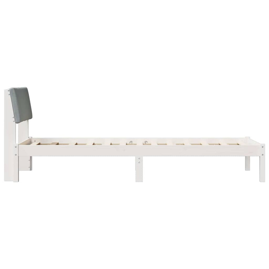 Bedframe Wit en lichtgrijs 75 x 190 cm Massief grenenhout