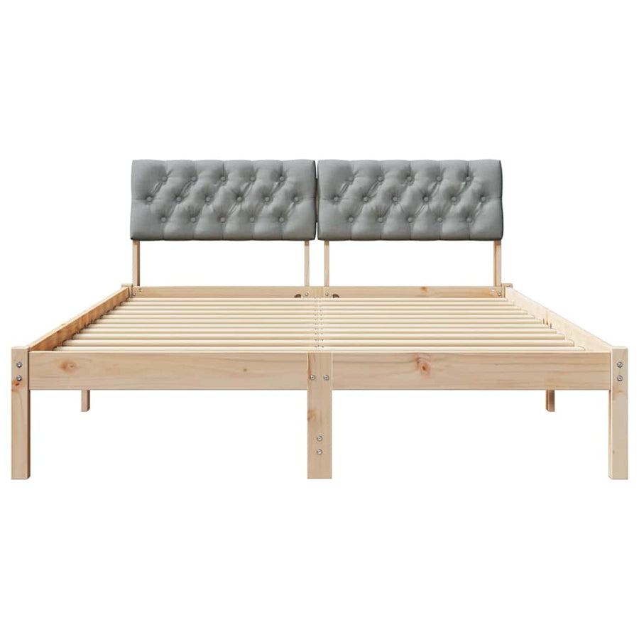 Bedframe Bruin en lichtgrijs 160 x 200 cm Massief grenenhout
