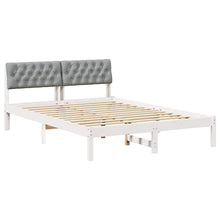Bedframe Wit en lichtgrijs 160 x 200 cm Massief grenenhout
