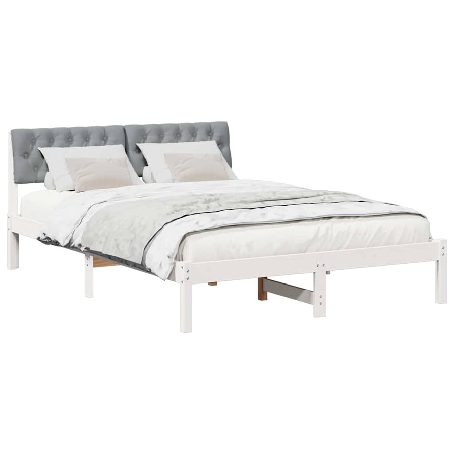 Bedframe Wit en lichtgrijs 160 x 200 cm Massief grenenhout