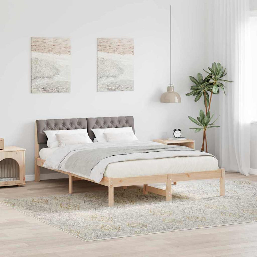 Bedframe Bruin en taupe 150 x 200 cm Massief grenenhout