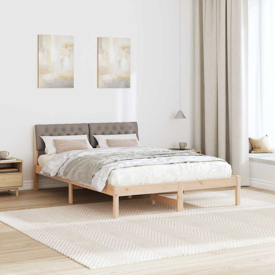 Bedframe Bruin en taupe 150 x 200 cm Massief grenenhout