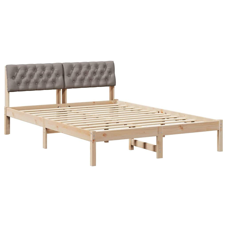 Bedframe Bruin en taupe 150 x 200 cm Massief grenenhout