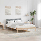 Bed Frame Brown and Light Gray 140 x 200 cm Solid Pine Wood