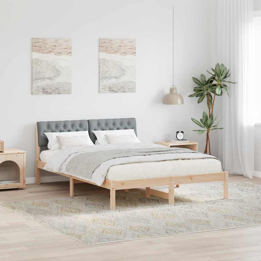 Bedframe Bruin en lichtgrijs 140 x 200 cm Massief grenenhout