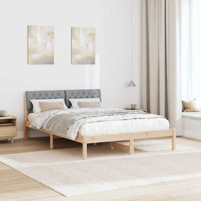 Bedframe Bruin en lichtgrijs 140 x 200 cm Massief grenenhout