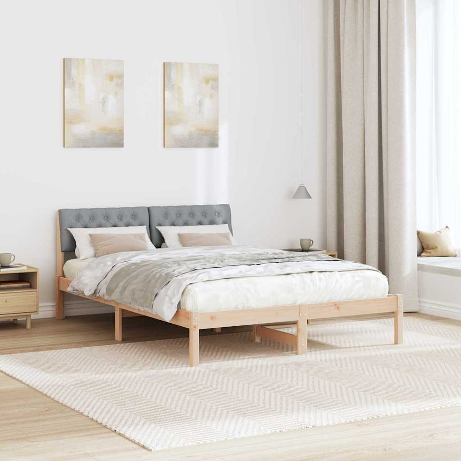 Bedframe Bruin en lichtgrijs 140 x 200 cm Massief grenenhout