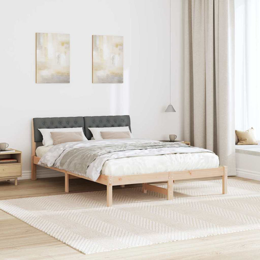 Bedframe Bruin en donkergrijs 140 x 200 cm Massief grenenhout
