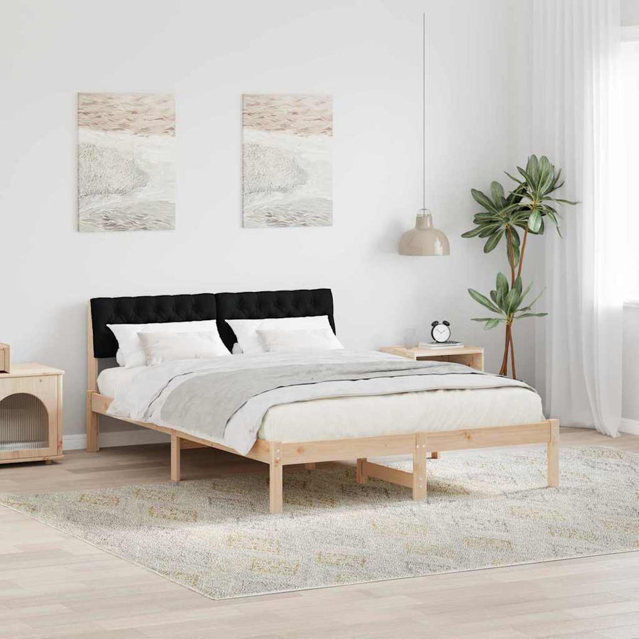 Bedframe Bruin en zwart 140 x 200 cm Massief grenenhout