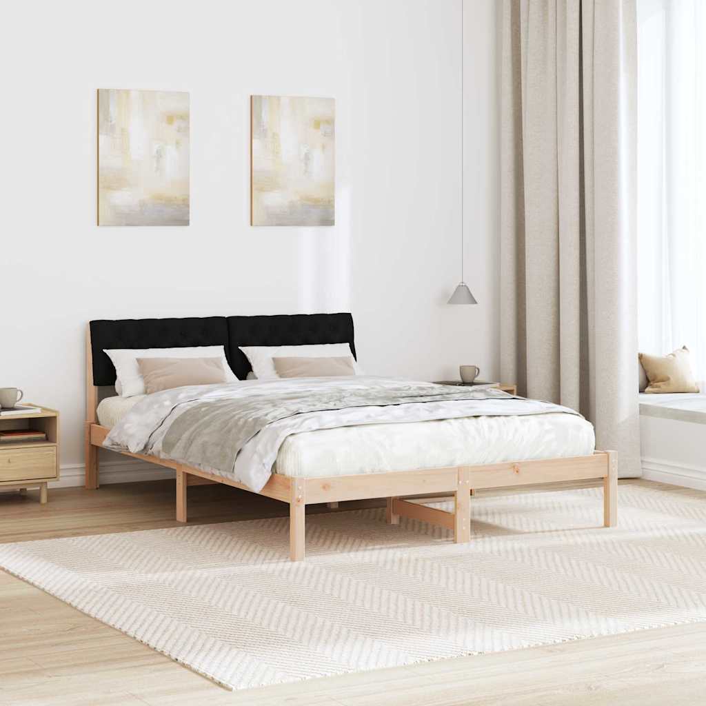 Bedframe Bruin en zwart 140 x 200 cm Massief grenenhout